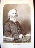 Antique Old Print Henry W Longfellow 1807-1882 Portrait Suited Sitting 1882