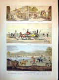 Antique Old Print Royal Hunt Time George Iii Changing Horses Barouche 1891 19th