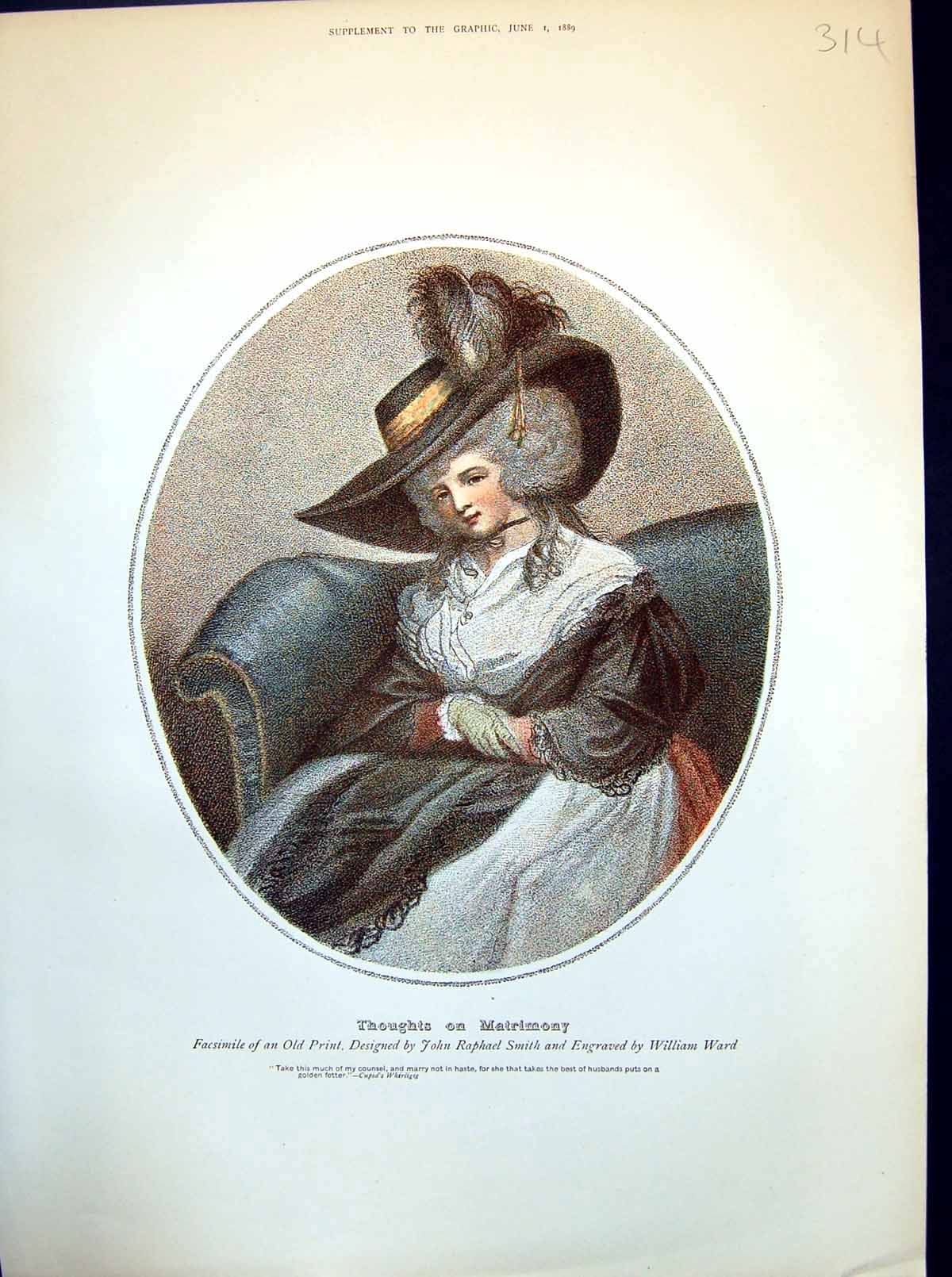Antique Print Thoughts On Matrimony John Raphael Smith Engraved W Ward 1889