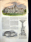 Antique Print New Grammar School Ipswich Plate Presented Cptn. Willcox 1851