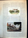 Original Old Antique Print Mr. Hardy'S House Dorchester Street Scene Town 1892