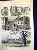 Old Antique Print Penshurst Place Entrance Barons Hall Garden Front 1893 19th