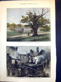 Antique Print Donington Park Derbyshire Ruins Scottish Corporaion Hall 1877