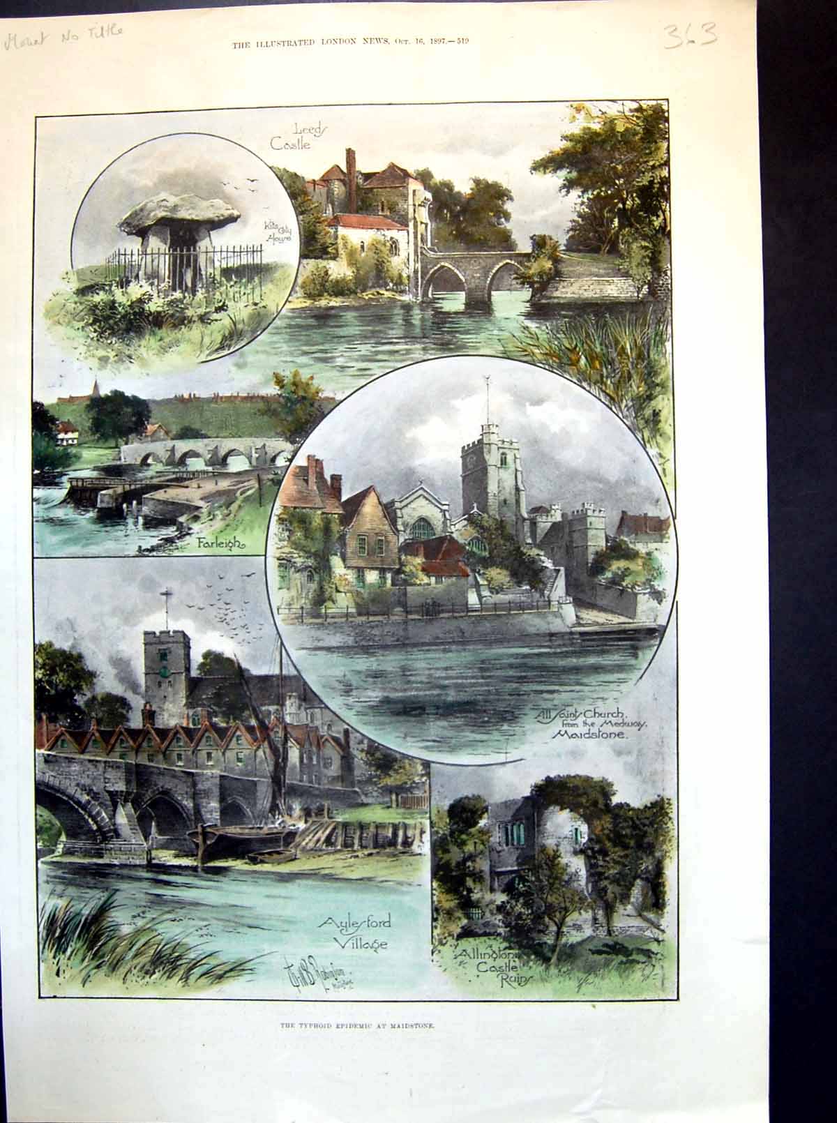 Old Leeds Castle Farleigh All Saint'S Church Maidstone Aylesford 1897 Victorian