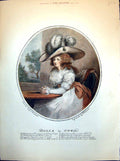 Old Print Delia In Town Lady Leaning Table Seated Big Feathered Hat 1886 19th