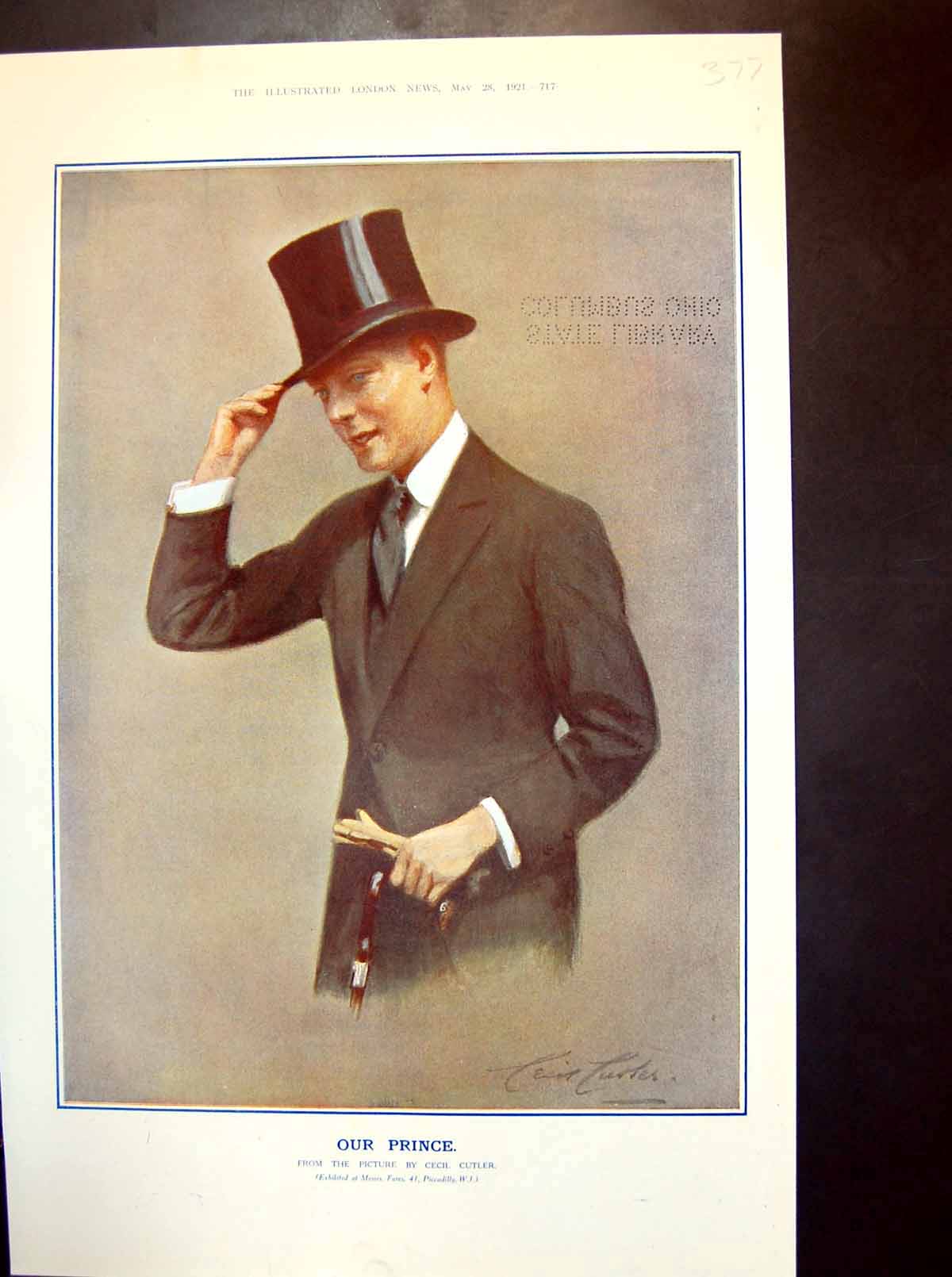 Original Old Vintage Print Damaged Our Prince From Picture Cecil Cutler 1921