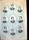 Antique Old Print Cambridge Rowers Hannen Orde Symonds-Taylor Portraits 1888