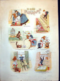Antique Print Children Left By Auntie Mischief With Gfish Cat Parrot 1888 19th