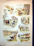 Antique Print Stag Hunting Normandy Reserve Packs Hounds Quarry Water 1894 19th