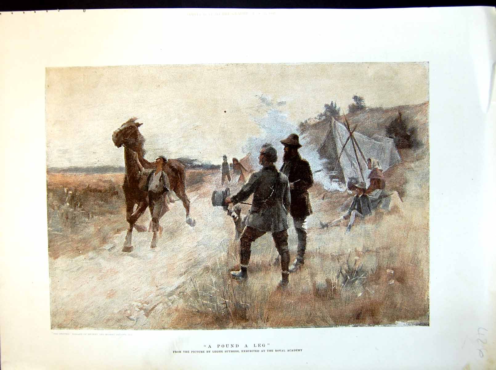 Antique Print Pound Leg Leghe Suthers Man Running Horse Past Onlookers 1891