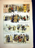 Antique Print Air Winklebeach Arrival Train Paddling Donkey Ride Fresh 1894
