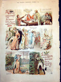Old Print Sportsman'S Calendar Percy Macquaid Winter Dances Romance 1891 19th