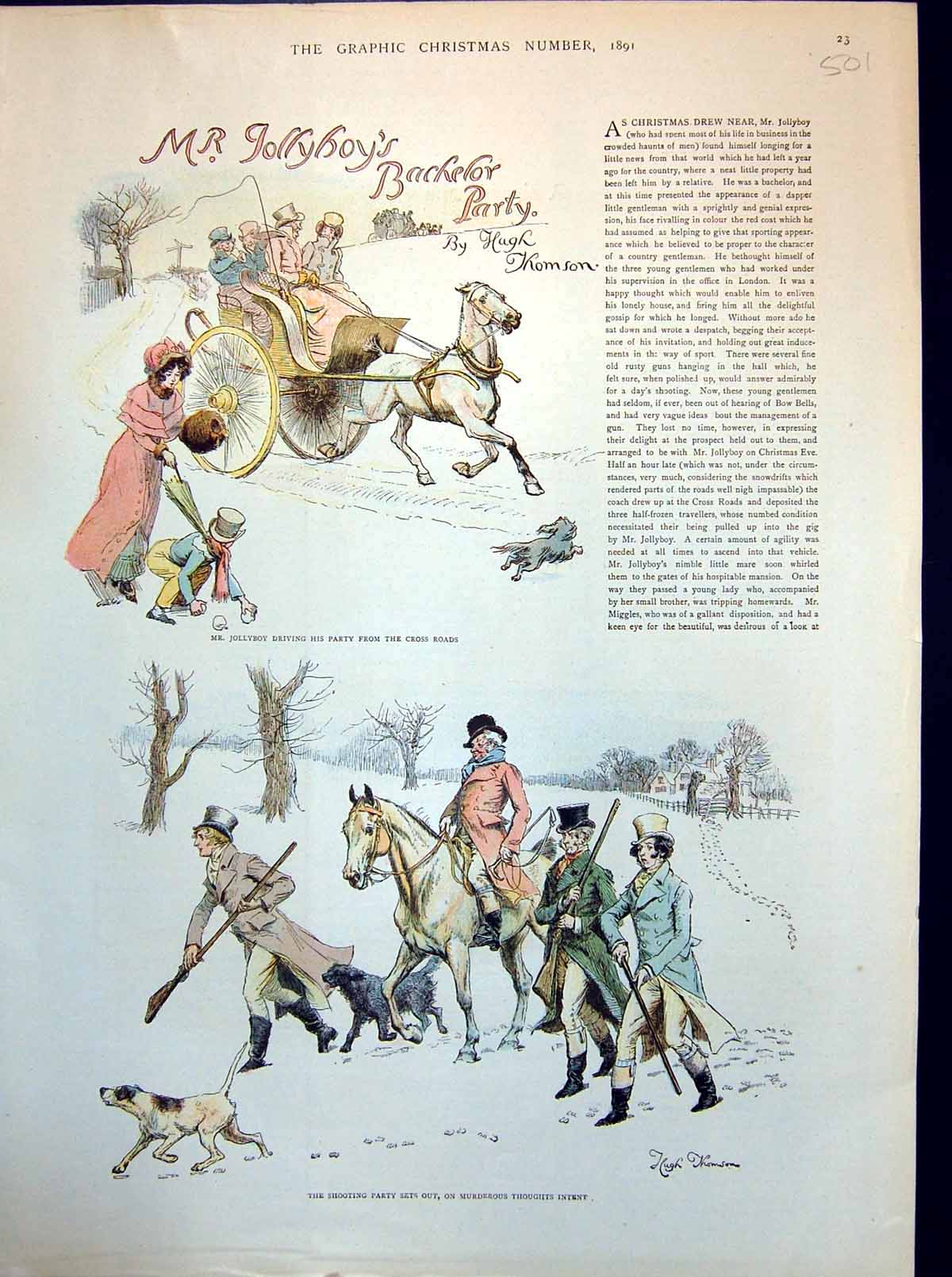 Old Jollyhoy'S Bachelor Party Horseback Mistletoe Lady Proposal 1891 Victorian