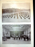 Antique Old Print Physical Drill With Arms Gymnasium Tombstone Erected Crimea