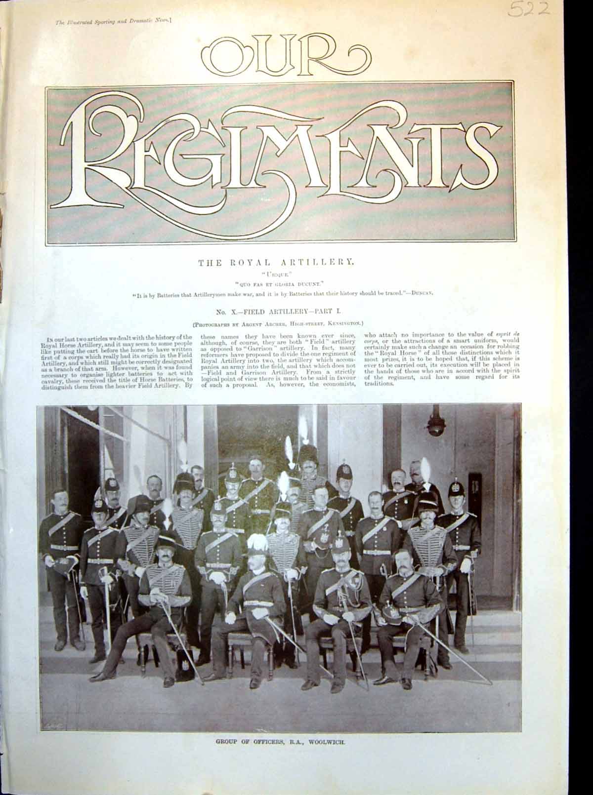 Old Print The Royal Artillery Field Officers R.A. Mess Woolwich Ante-Room