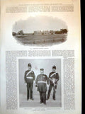 Original Old Antique Print R.A. Woolwich Saluting Battery Garrison Staff Parade