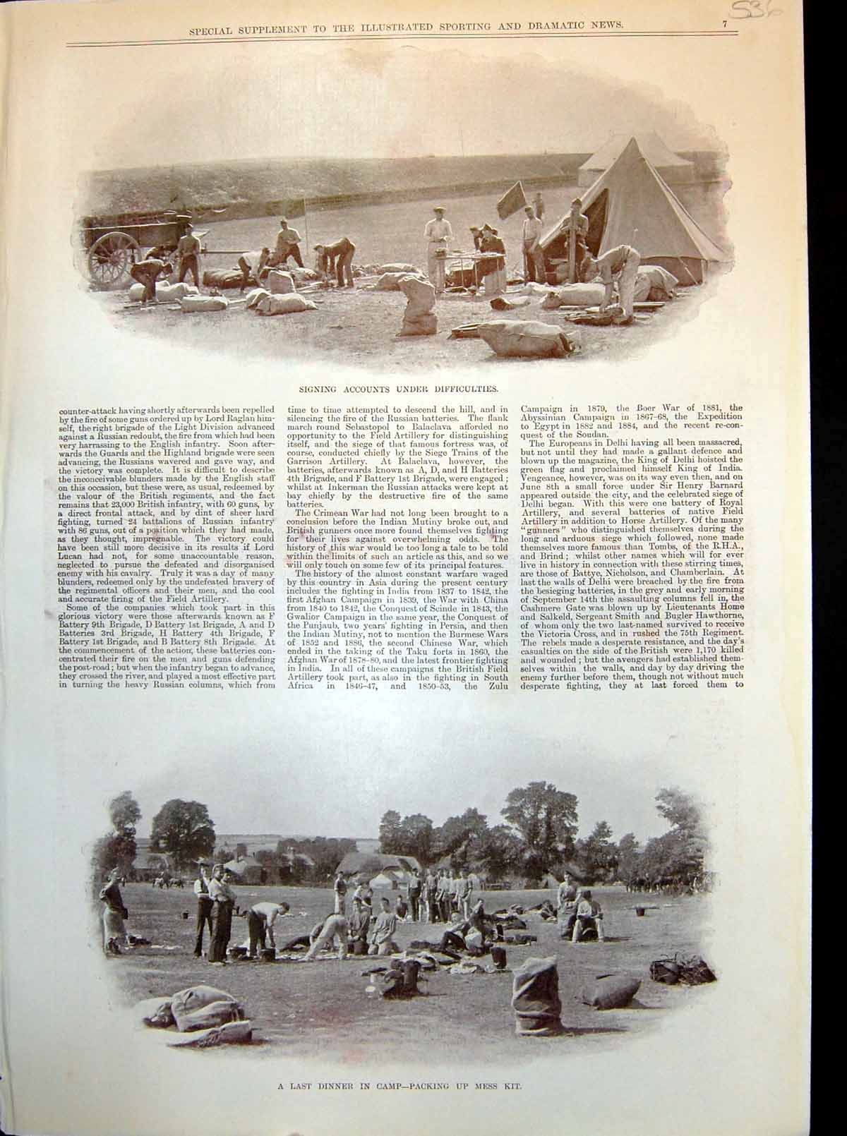 Antique Print Packing Up Mess Kit Camp Fatigue Party Wareham Group N.C.O.'S