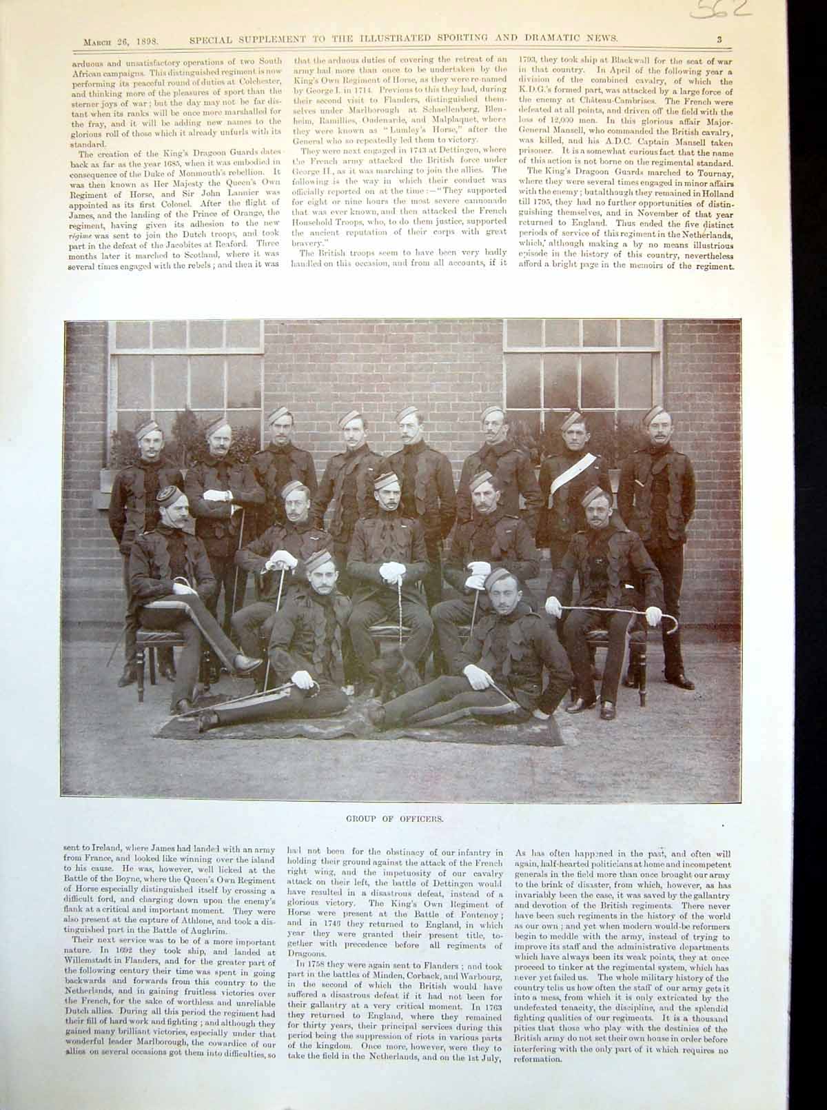 Original Old Antique Print Officers Some Veterans The Zulu Campaign 1898 19th