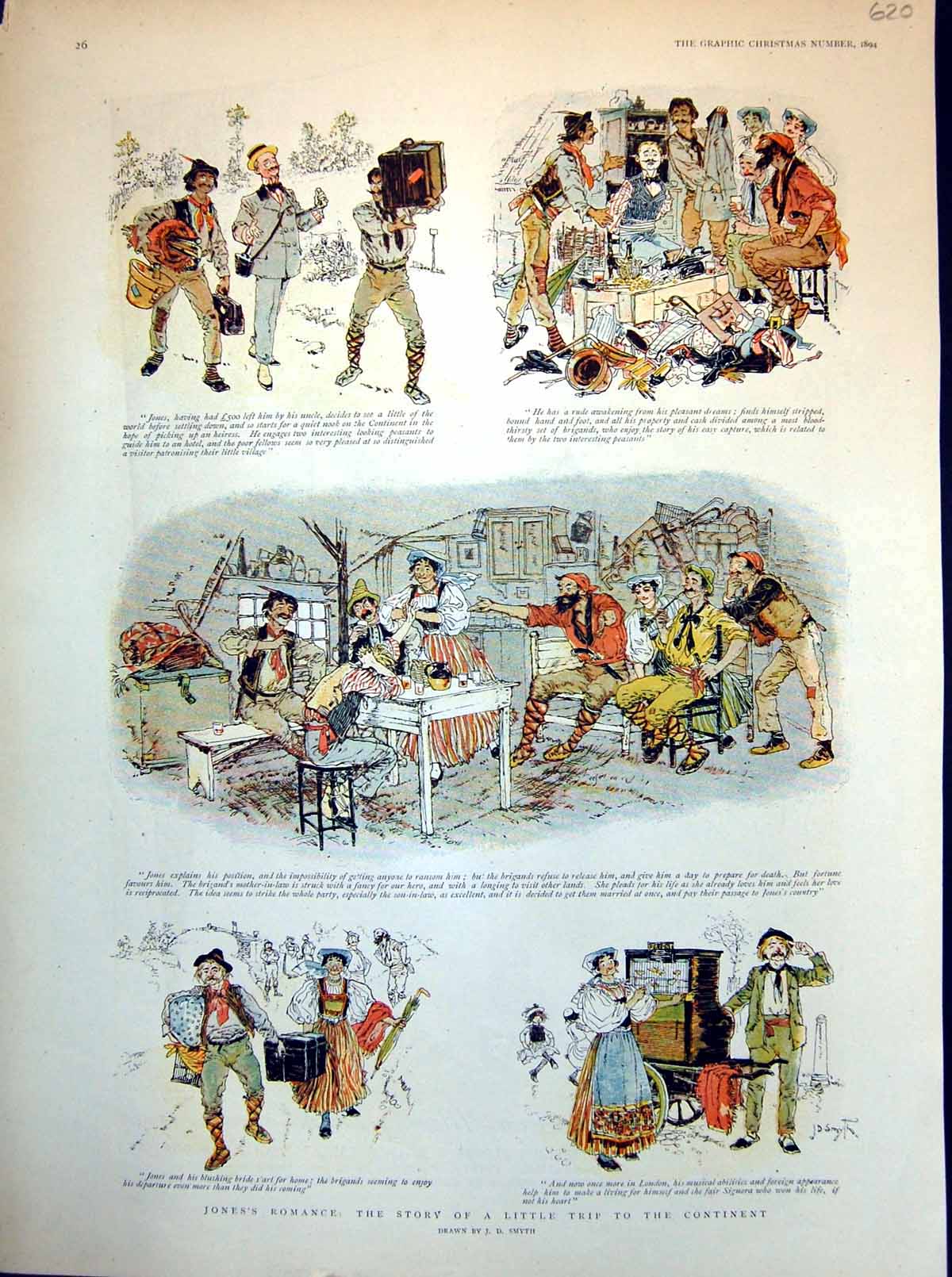 Old Print Jone'S Romance Trip Continent Brigands Brookes Soap Advert1894 19th