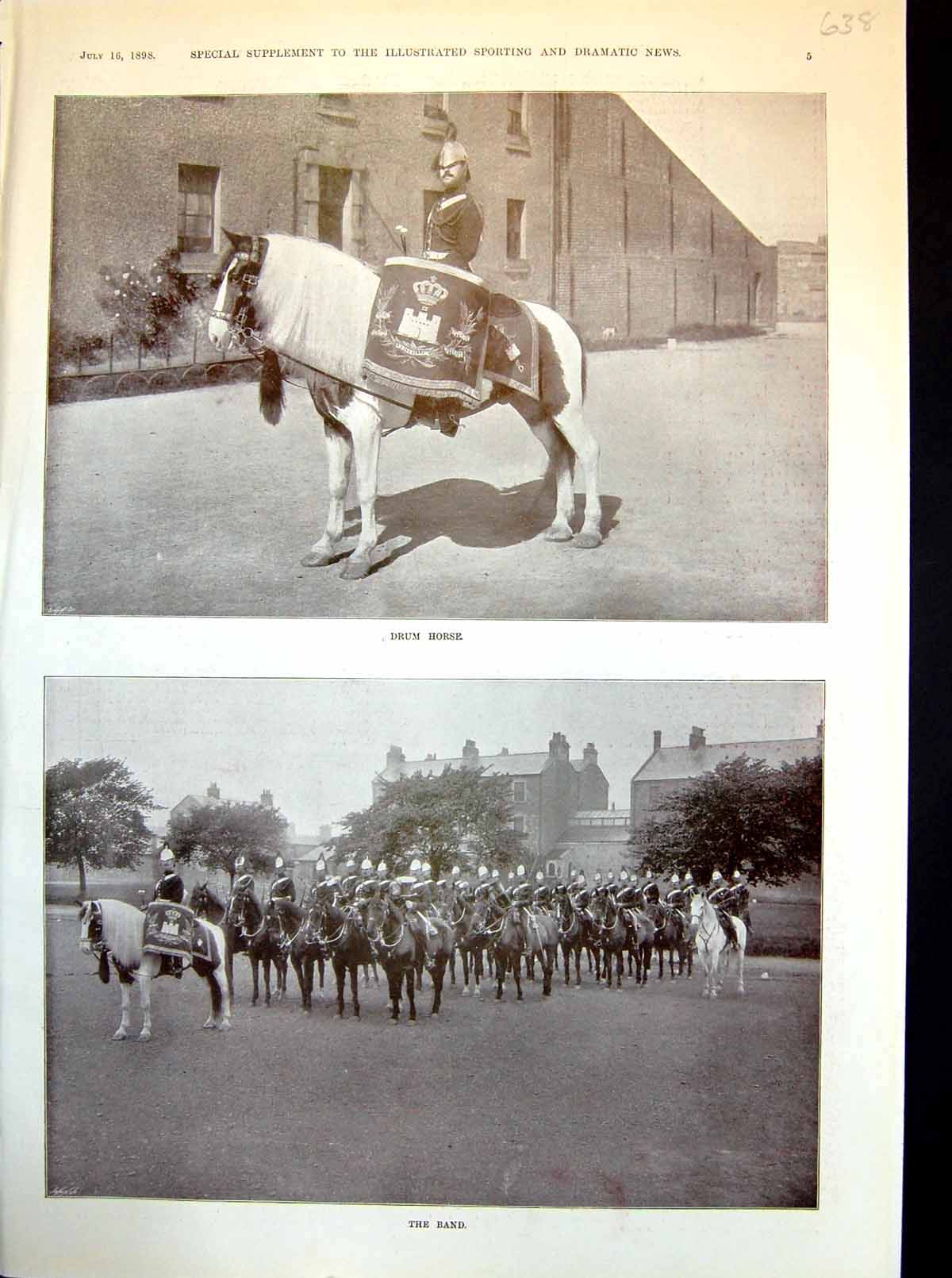 Old Antique Print Connaught Rangers Drum Horse Band Regimental Types 1898 19th