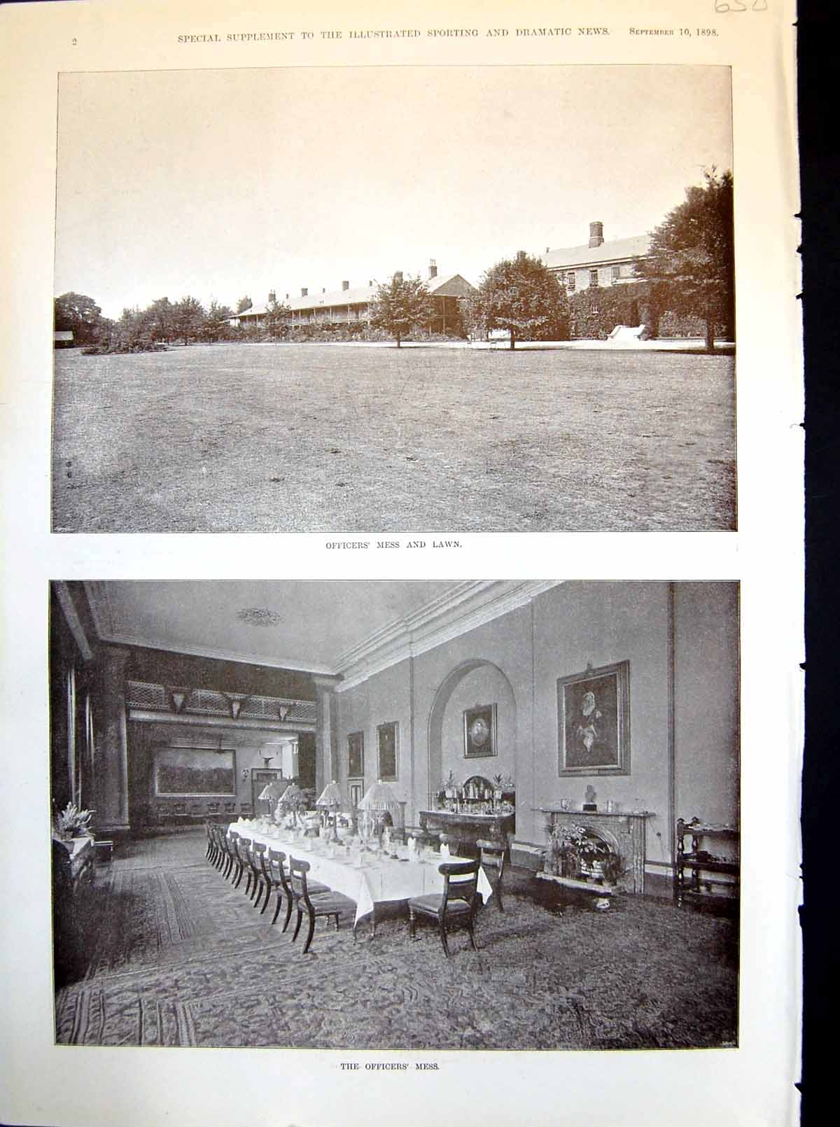 Antique Old Print Connaught Rangers Officers Mess Lawn Group Officers 1898 19th