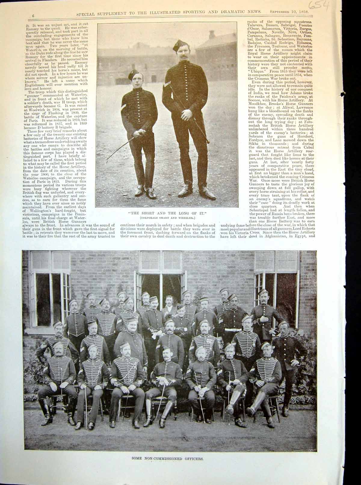 Antique Print Non-Commissioned Officers Recruits Learning Ride Action 1898 19th