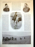 Antique Old Print Drum Horse Limber And Rear Guard Sergeant Horse Parade 1898