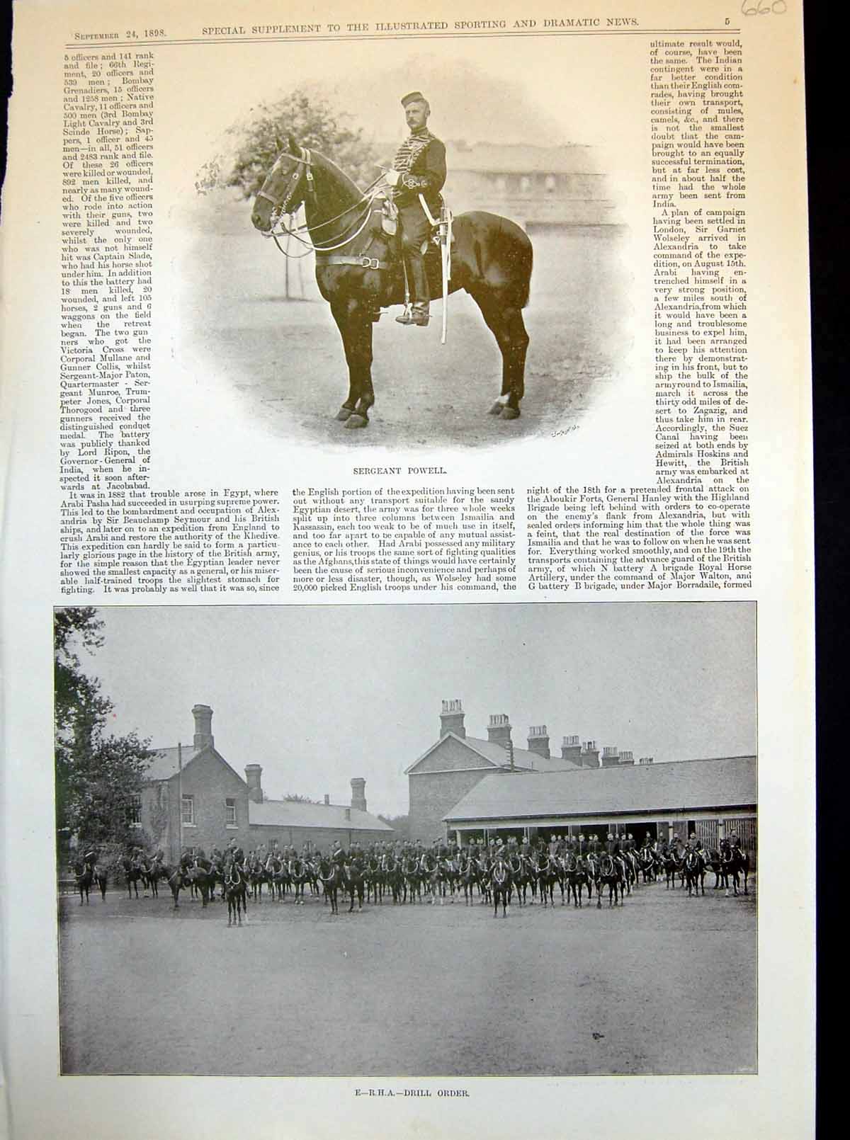 Antique Print Sergeant Powell Drill Order Horses Lazing Scott'S Sights 1898