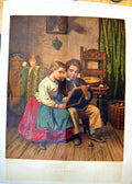 Old Brother'S Help Painting F Boser Girl Boy Writing Slate Chair 1887 Victorian