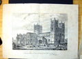 Old Antique Print North-West View Southwell Collegiate Church Graveyard