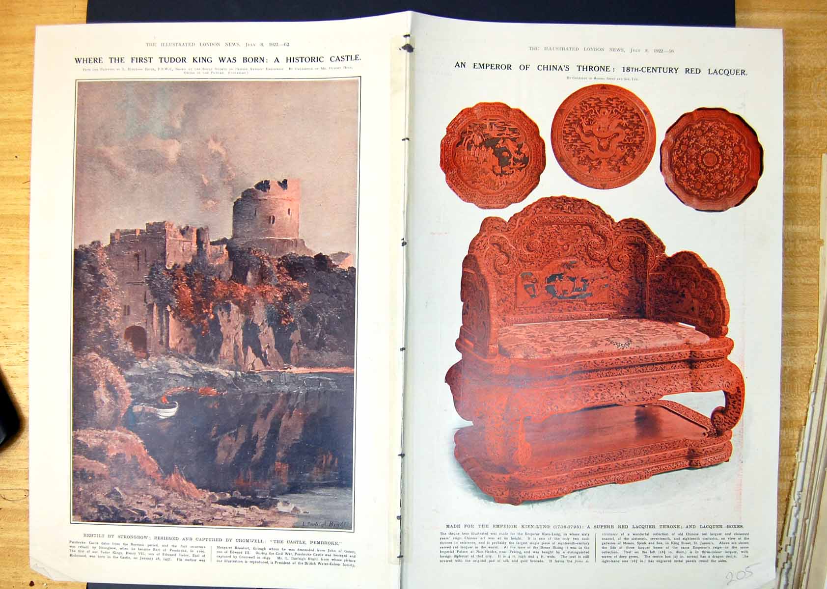 Old Red Lacquer Throne Tea Time Lounge Liner The Castle Pembroke 1922 20th