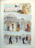 Antique Print Mr Chumley'S Holidays Promenade Horse Ride Boat Scandal 1878 19th