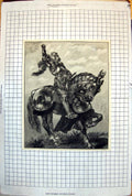 Old Knight Arm Aloft Plumed Helmet Astride Armoured Charger 1882 114J Victorian