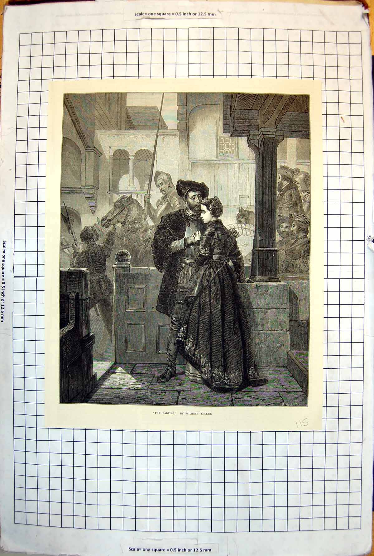 Old The Parting Wilhelm Koller Gentleman Lady Off To Battle 1874 115J Victorian