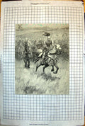 Old Helmeted Knights Racing Into Battle Lances Horses Galloping 1890 116J 19th