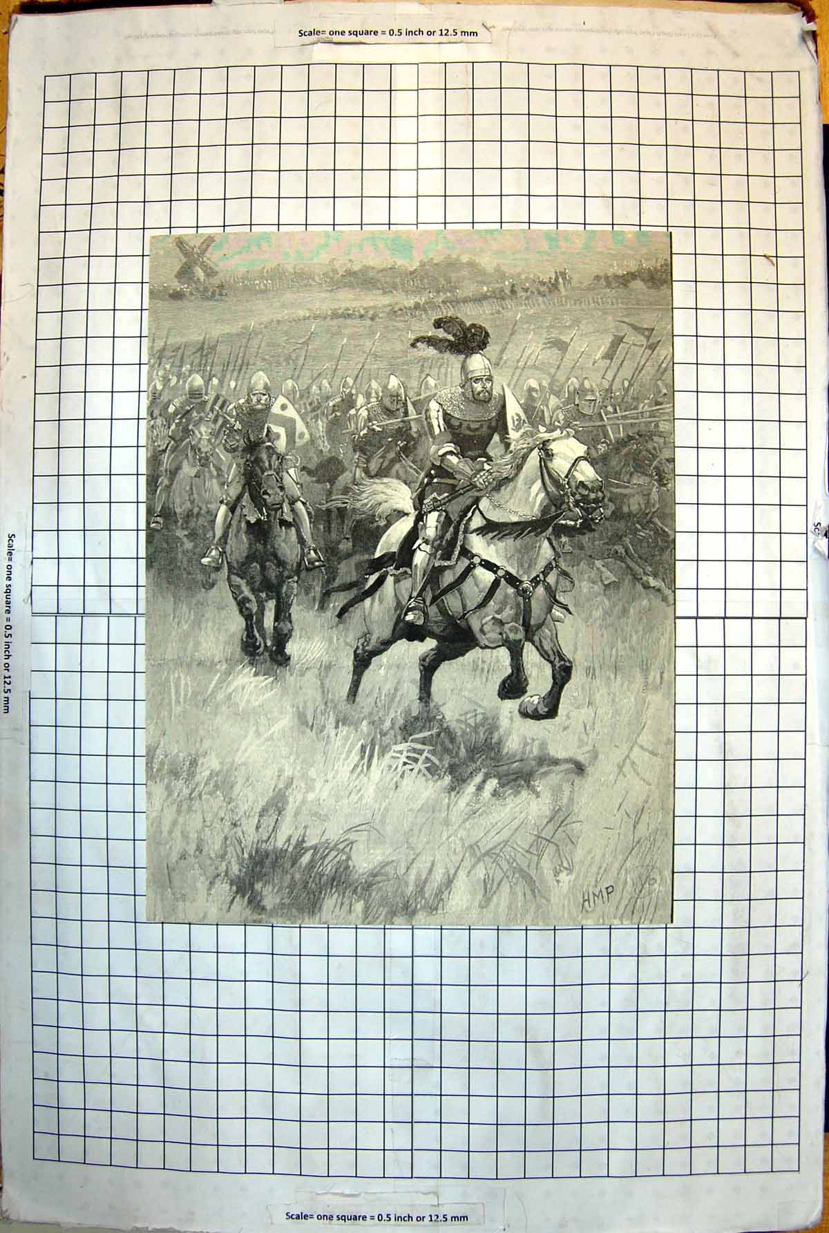 Old Helmeted Knights Racing Into Battle Lances Horses Galloping 1890 116J 19th