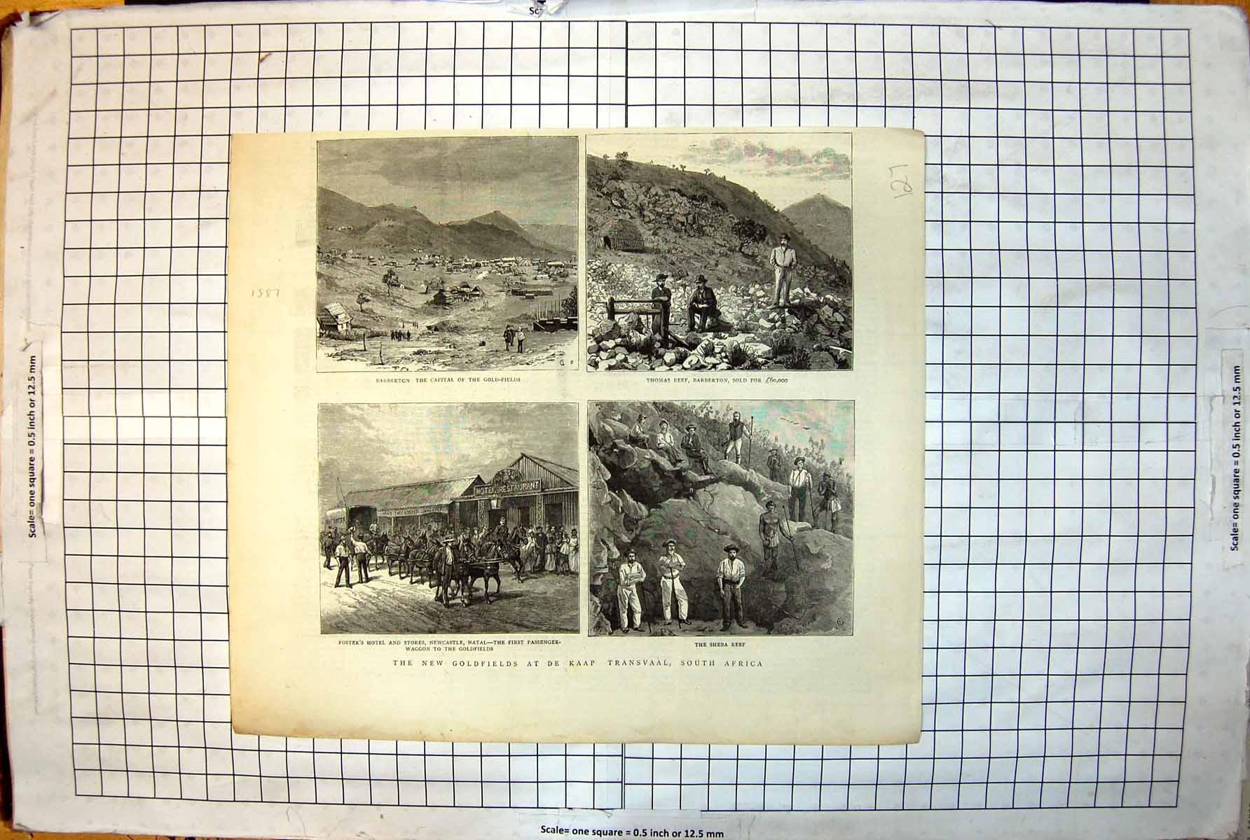 Antique Print New Gfields De Kaap Transvaal South Africa Barberton 1887 127J
