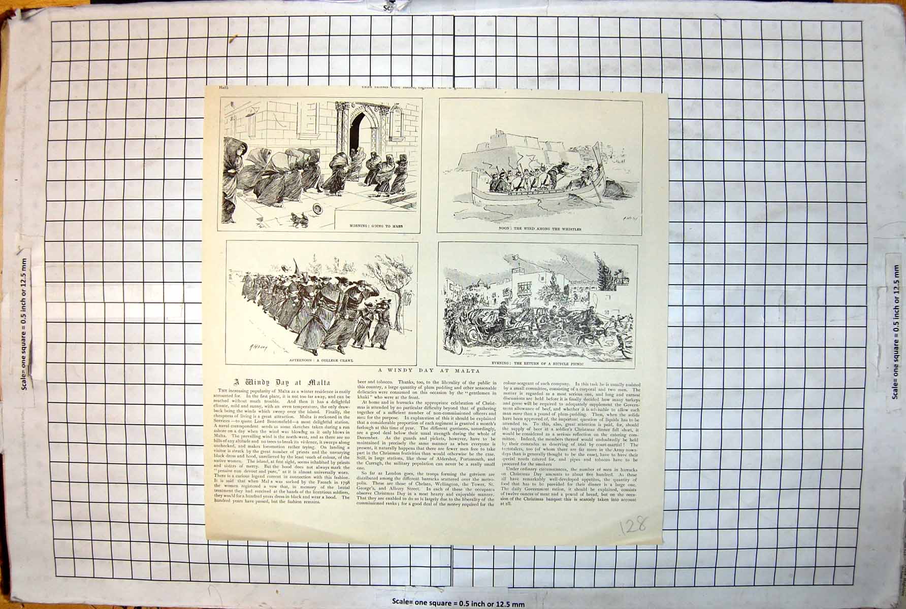 Old Windy Day Malta Mass Boat Sea College Crawl Bicycle Picnic 1901 128J 20th