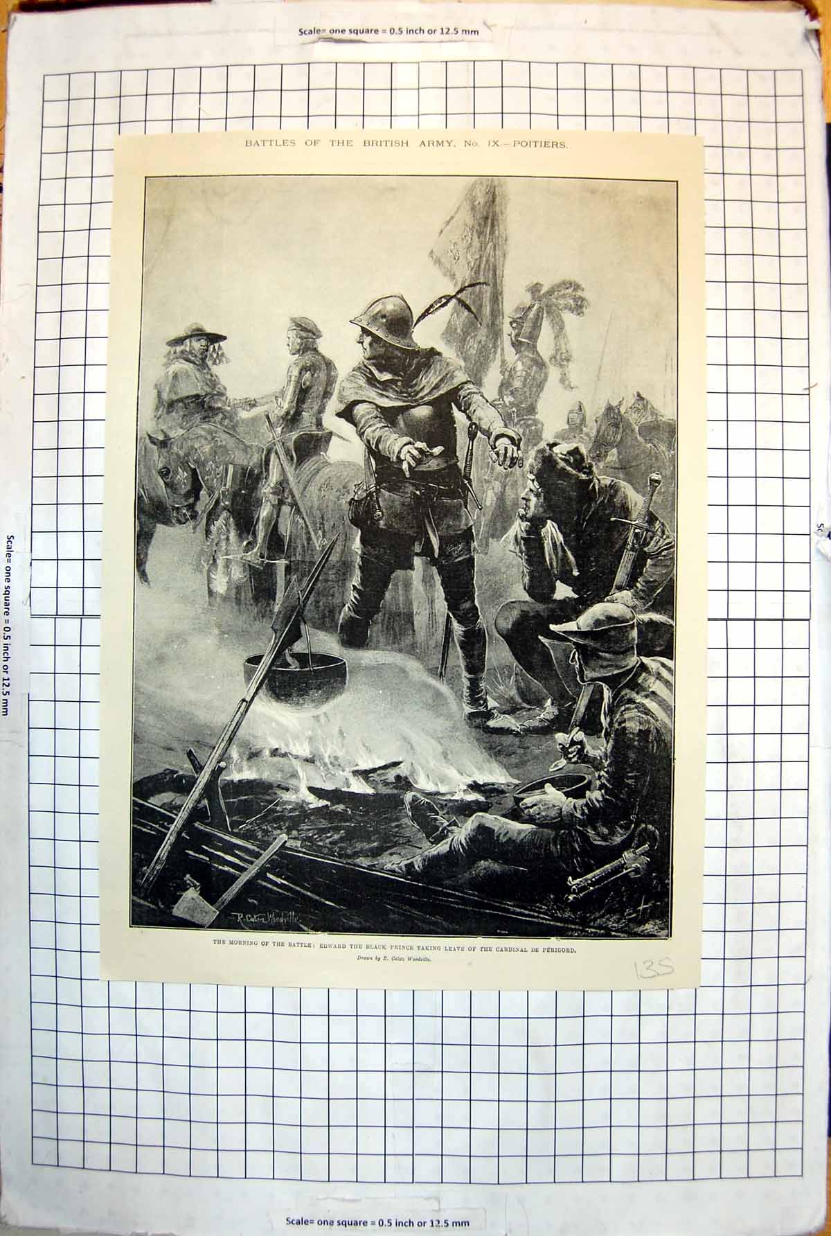Old Battle Poitiers Edward Black Prince Cardinal De Perigord 1894 135J Victorian