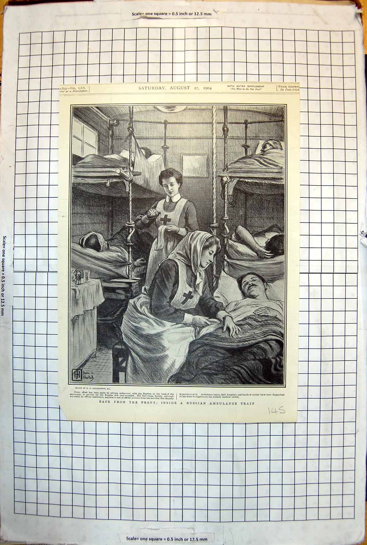 Old Inside Russian Ambulance Train Back Front Nurses Wounded 1904 145J 20th