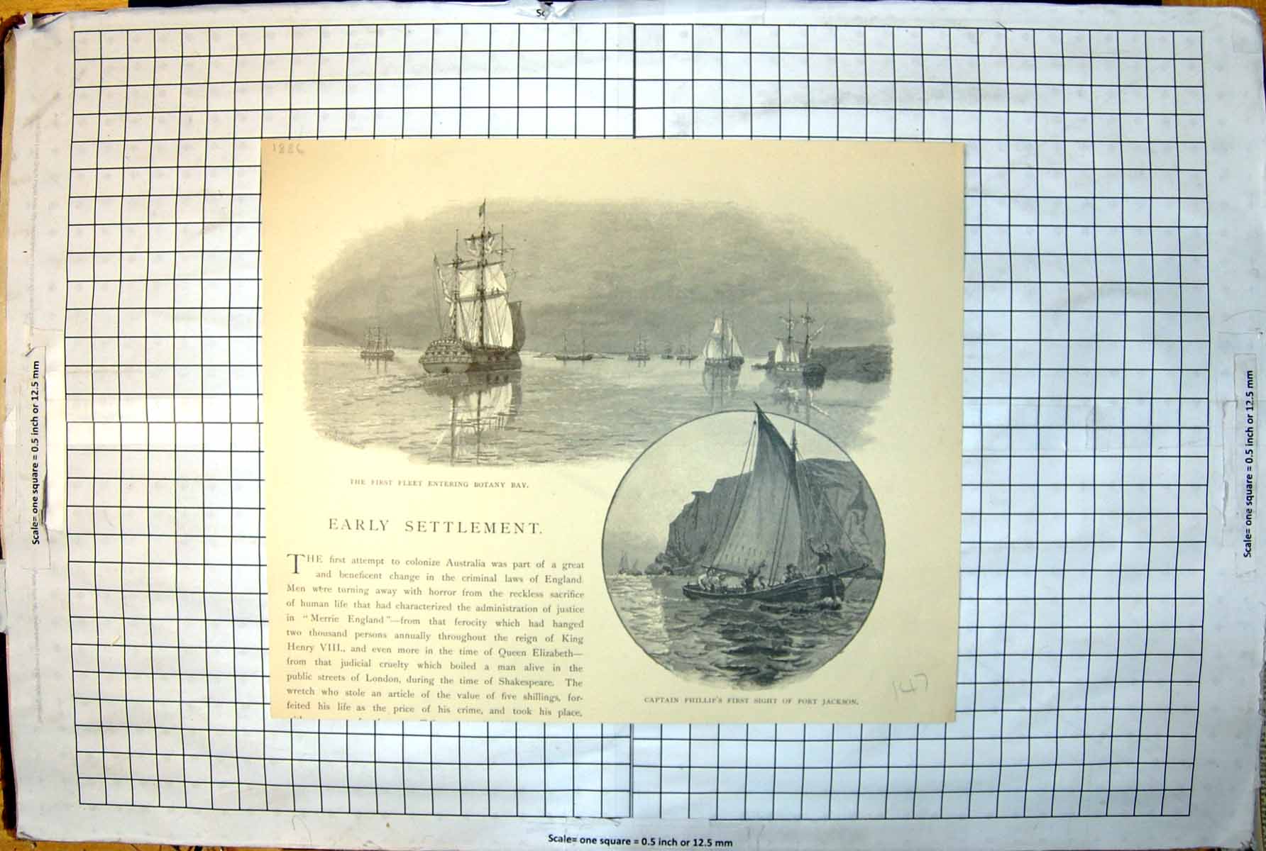 Print First Fleet Entering Botany Bay Captain Philips Sight Port Jackson 147J