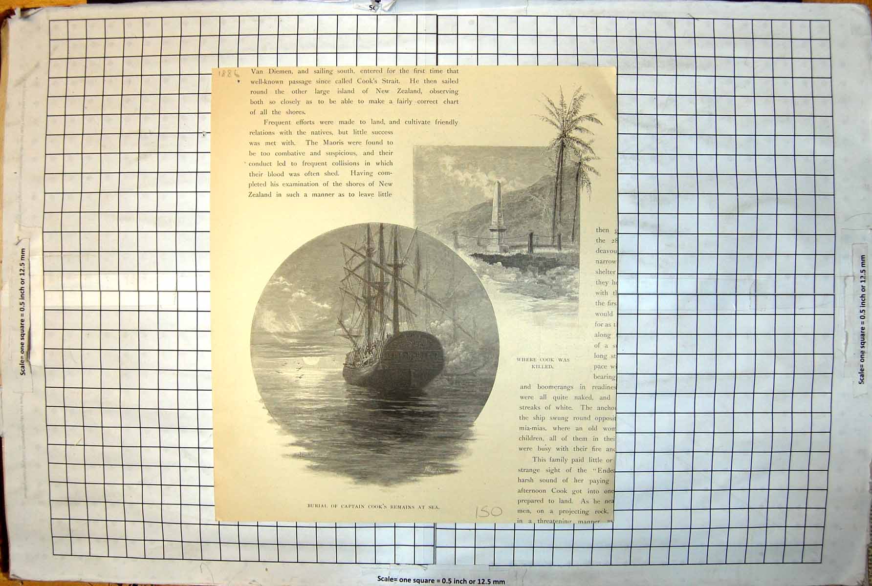 Old Where Cook Was Killed Burial At Sea Sailing Ship Memorial Trees 150J