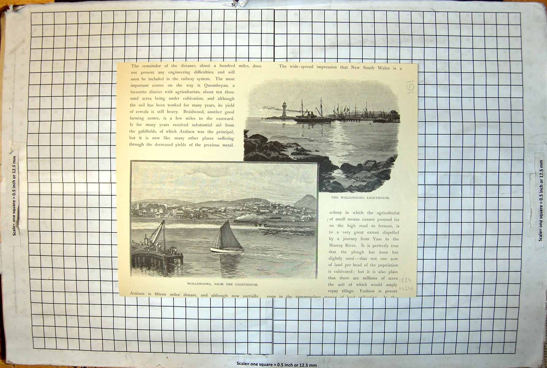 Old Print Wollongong Lighthouse Town From Light New South Wales 1886 151J 19th