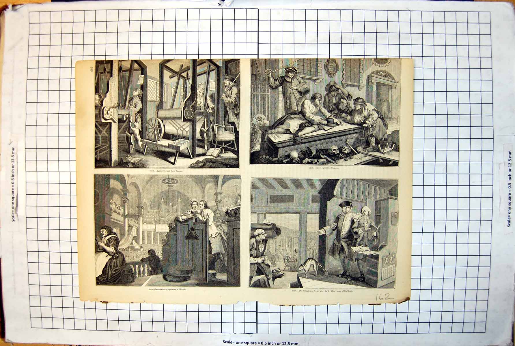 Old Print Apprentices At Looms Gaming Church Conscience Master Skulls 162J