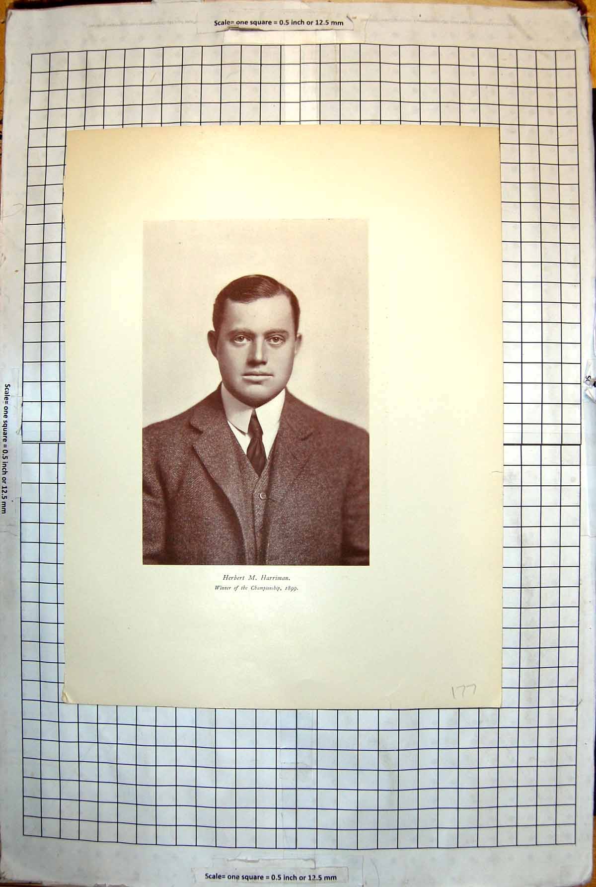 Old Herbert M. Harriman Winner Championship 1899 Portrait Golf C1899 177J 19th