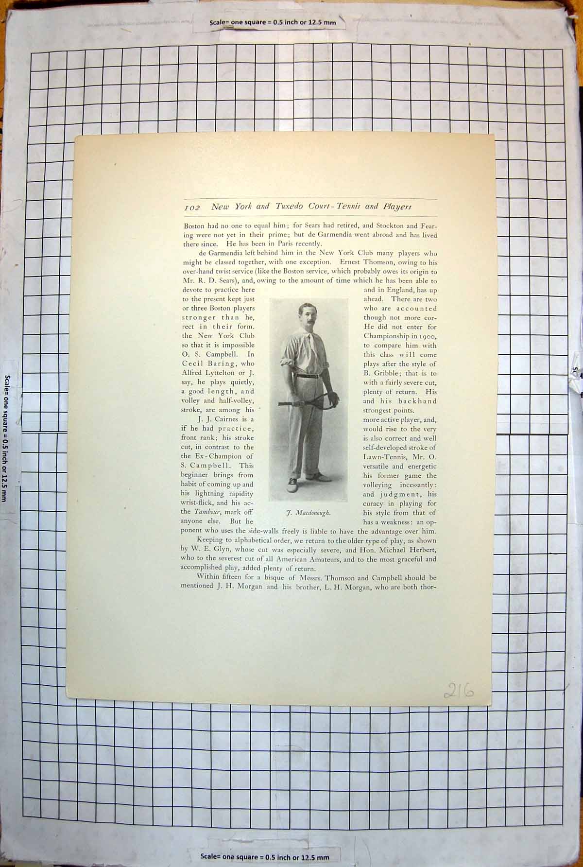 Old J. Macdonough Tennis Player White Shirt Rolled Sleeves Trousers 216J