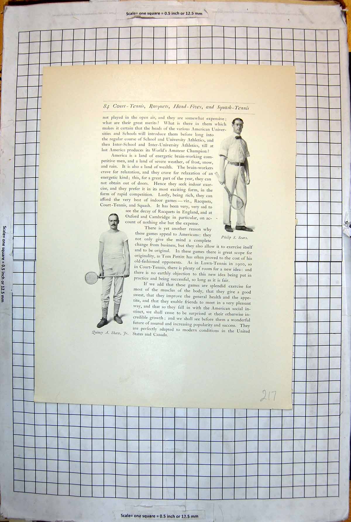 Old Philip S. Sears Quincy A Shaw Jr, Tennis Players Bow Tie T-Shirt 217J