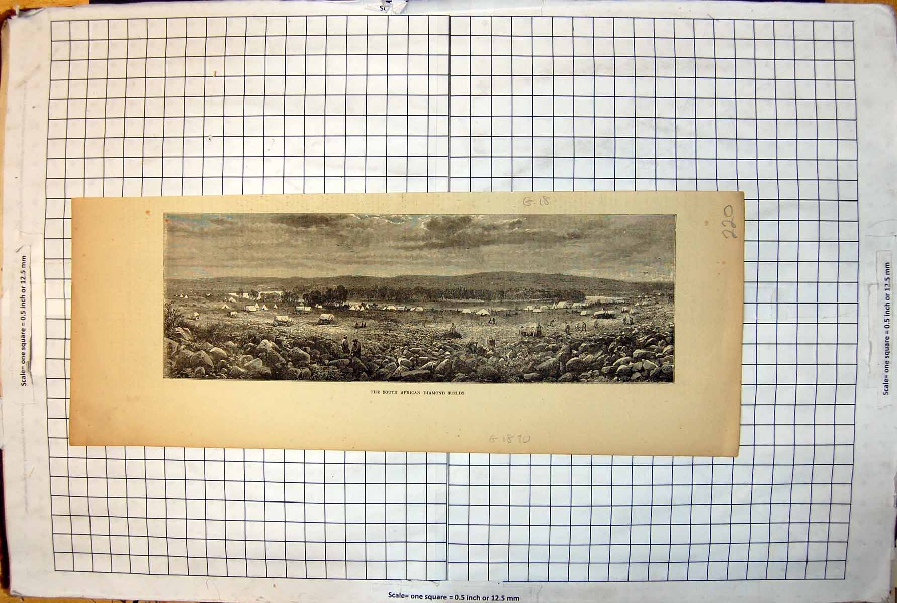 Old South African Diamond Fields Wagons Tents Rocks Digging 1870 220J Victorian