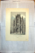 Old Print South Front Beauvais Cathedral Gothic Architecture Stonework 1843 223J
