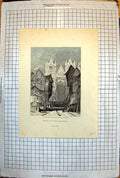 Old West Front Cathedral Rheims Circular Window Timber Houses 1843 224J 19th
